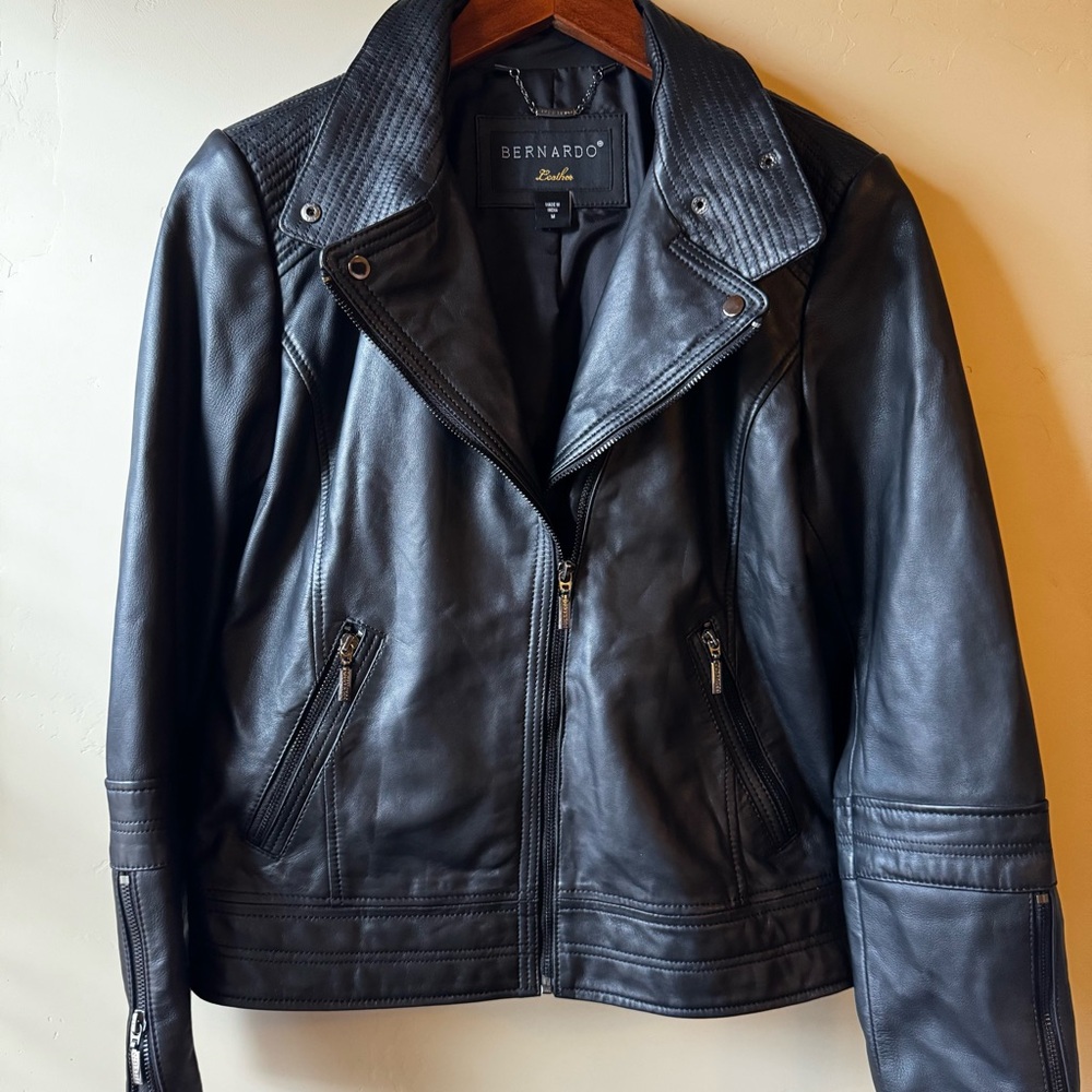 Bernardo Black Leather Jacket for Women